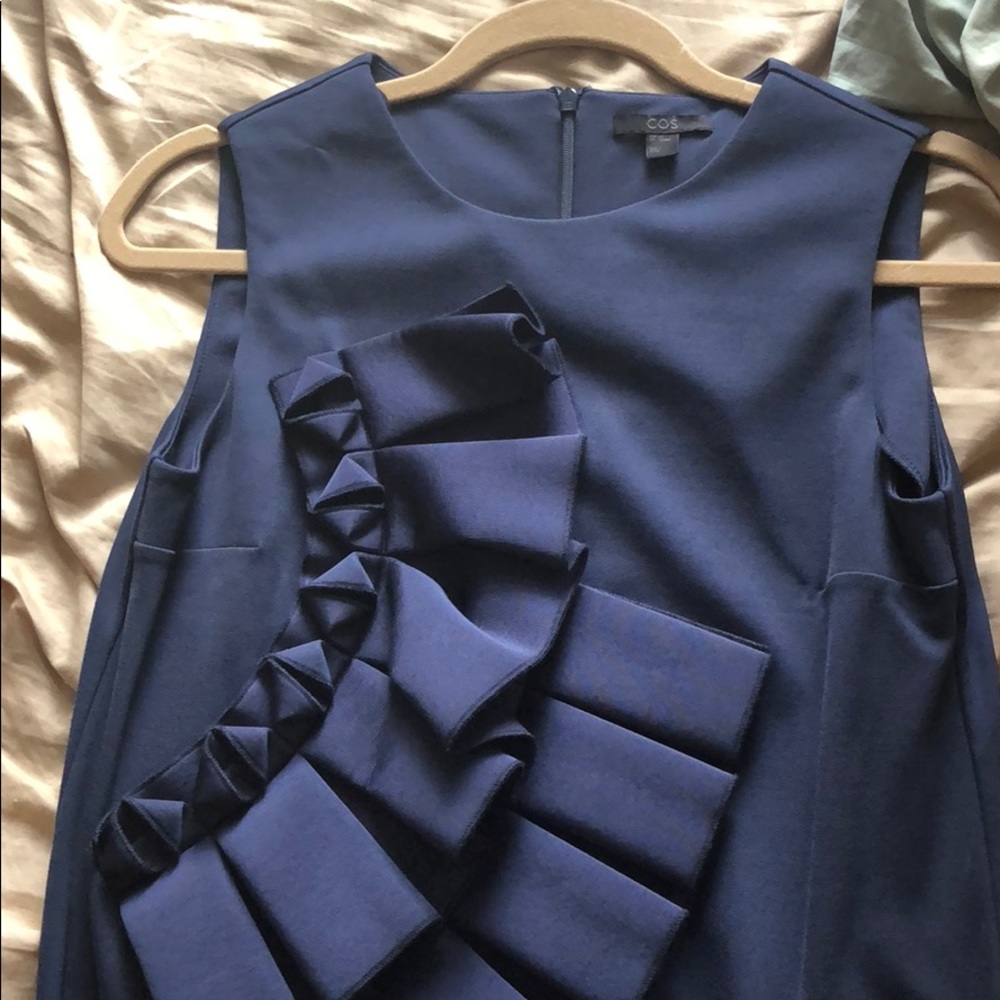 COS sculptural navy dress